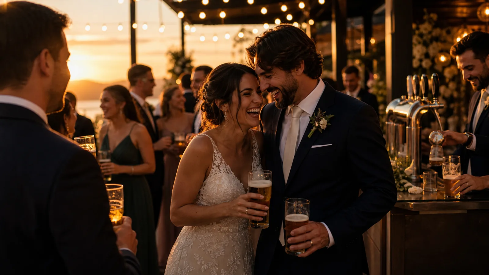 Casamento com estação de chopp