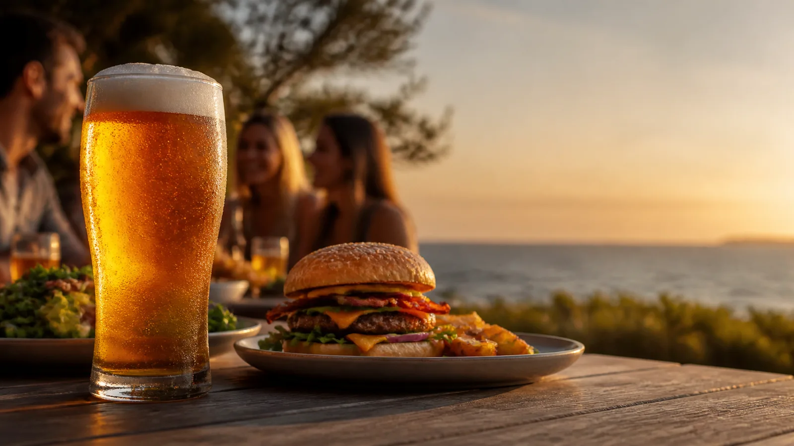 Copo de chopp APA com hambúrguer